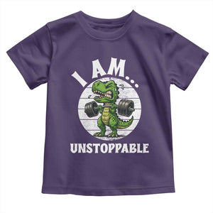 I Am Unstoppable Toddler T Shirt Funny Weightlifting Dinosaur Gym TS12 Purple Print Your Wear