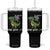 Funny Dino Lovers Tumbler With Handle If You Are Happy And You Know It Clap Your Oh TS12 One Size: 40 oz Black Print Your Wear