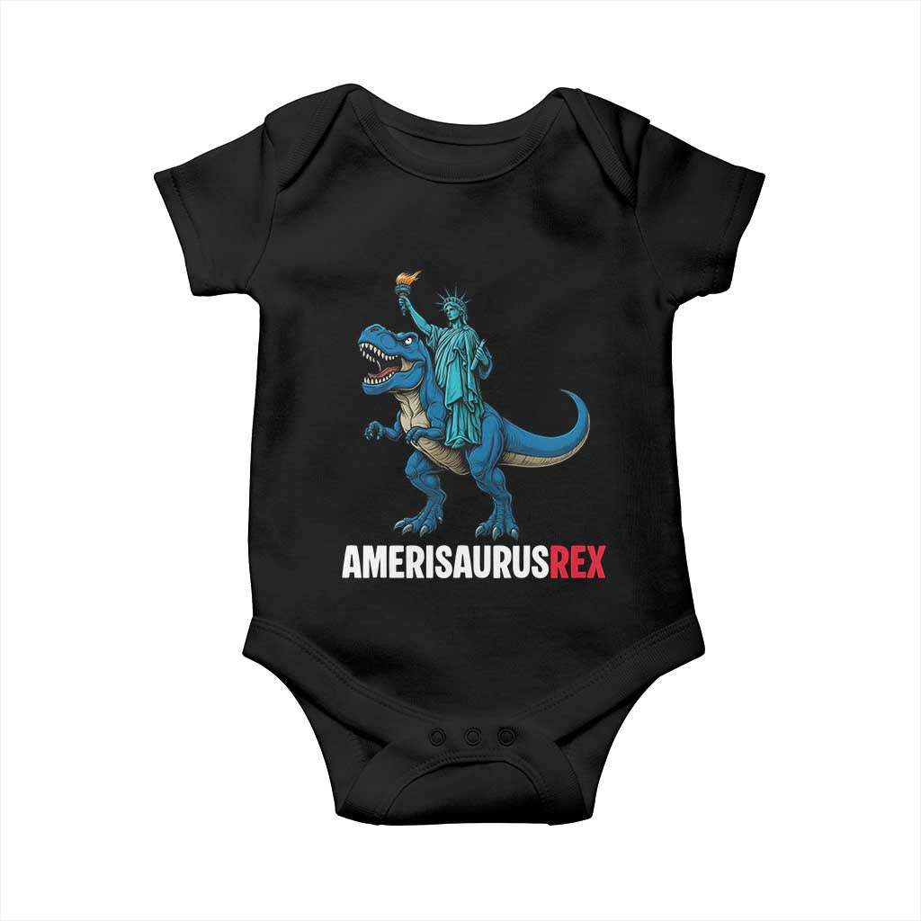 Patriotic Dinosaur Baby Onesie Funny Amerisaurus Rex Statue Of Liberty Dino TS12 Black Print Your Wear