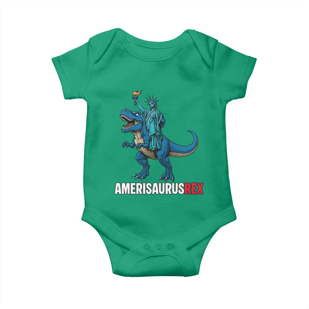 Patriotic Dinosaur Baby Onesie Funny Amerisaurus Rex Statue Of Liberty Dino TS12 Irish Green Print Your Wear