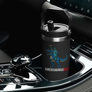 Patriotic Dinosaur Flip Straw Tumbler Funny Amerisaurus Rex Statue Of Liberty Dino TS12 Print Your Wear