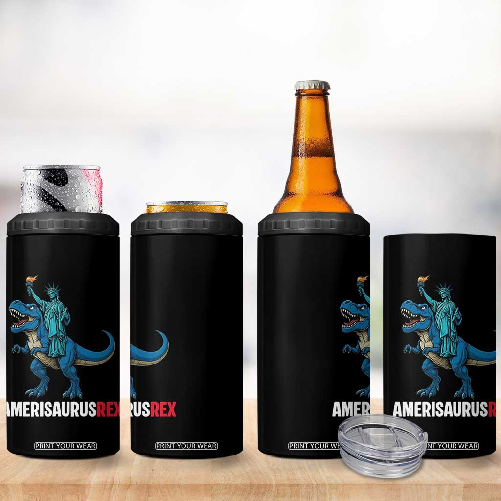 Patriotic Dinosaur 4 in 1 Can Cooler Tumbler Funny Amerisaurus Rex Statue Of Liberty Dino TS12 Print Your Wear