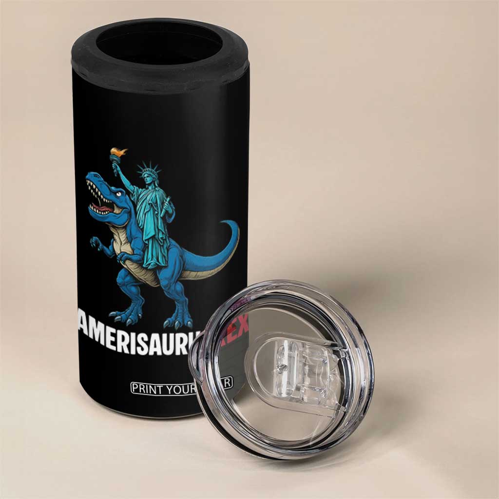 Patriotic Dinosaur 4 in 1 Can Cooler Tumbler Funny Amerisaurus Rex Statue Of Liberty Dino TS12 Print Your Wear