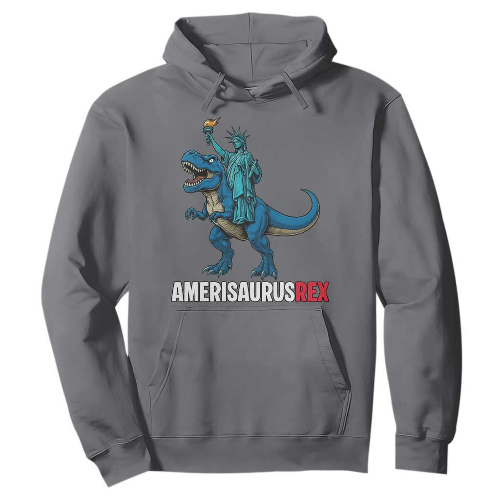 Patriotic Dinosaur Hoodie Funny Amerisaurus Rex Statue Of Liberty Dino TS12 Charcoal Print Your Wear