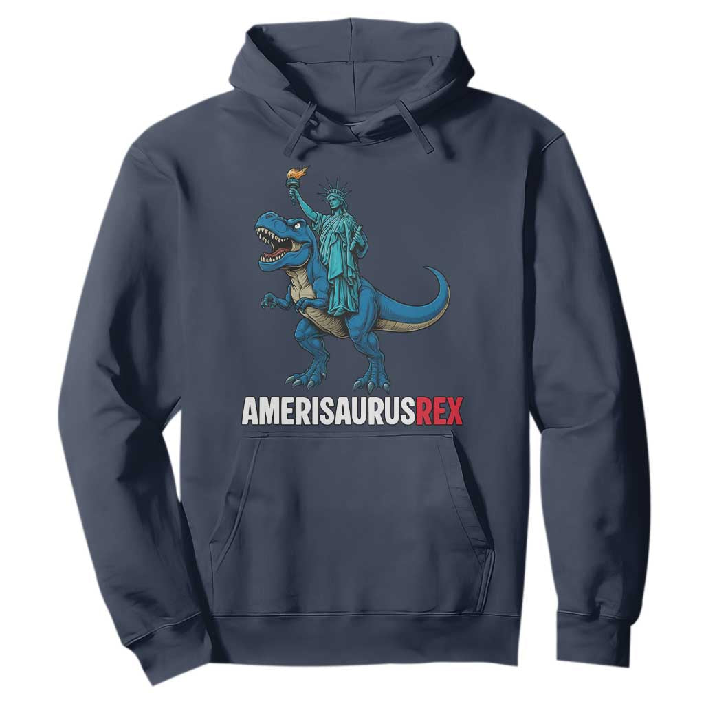 Patriotic Dinosaur Hoodie Funny Amerisaurus Rex Statue Of Liberty Dino TS12 Navy Print Your Wear