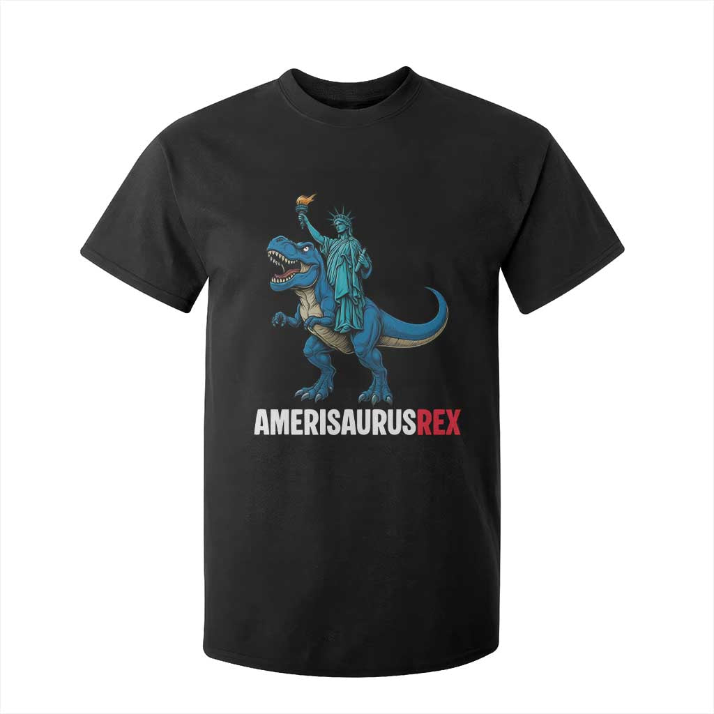 Patriotic Dinosaur T Shirt For Kid Funny Amerisaurus Rex Statue Of Liberty Dino TS12 Black Print Your Wear