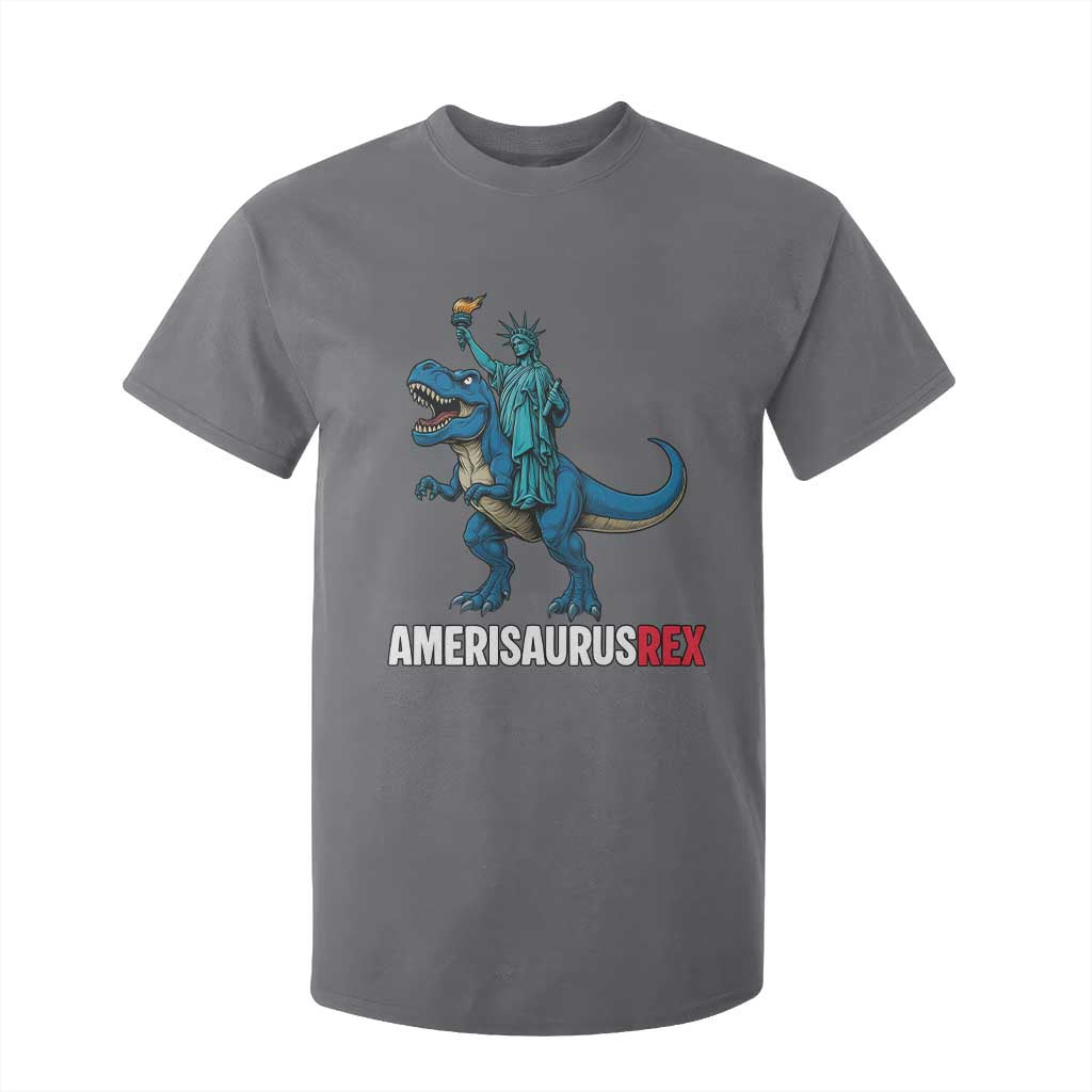 Patriotic Dinosaur T Shirt For Kid Funny Amerisaurus Rex Statue Of Liberty Dino TS12 Charcoal Print Your Wear
