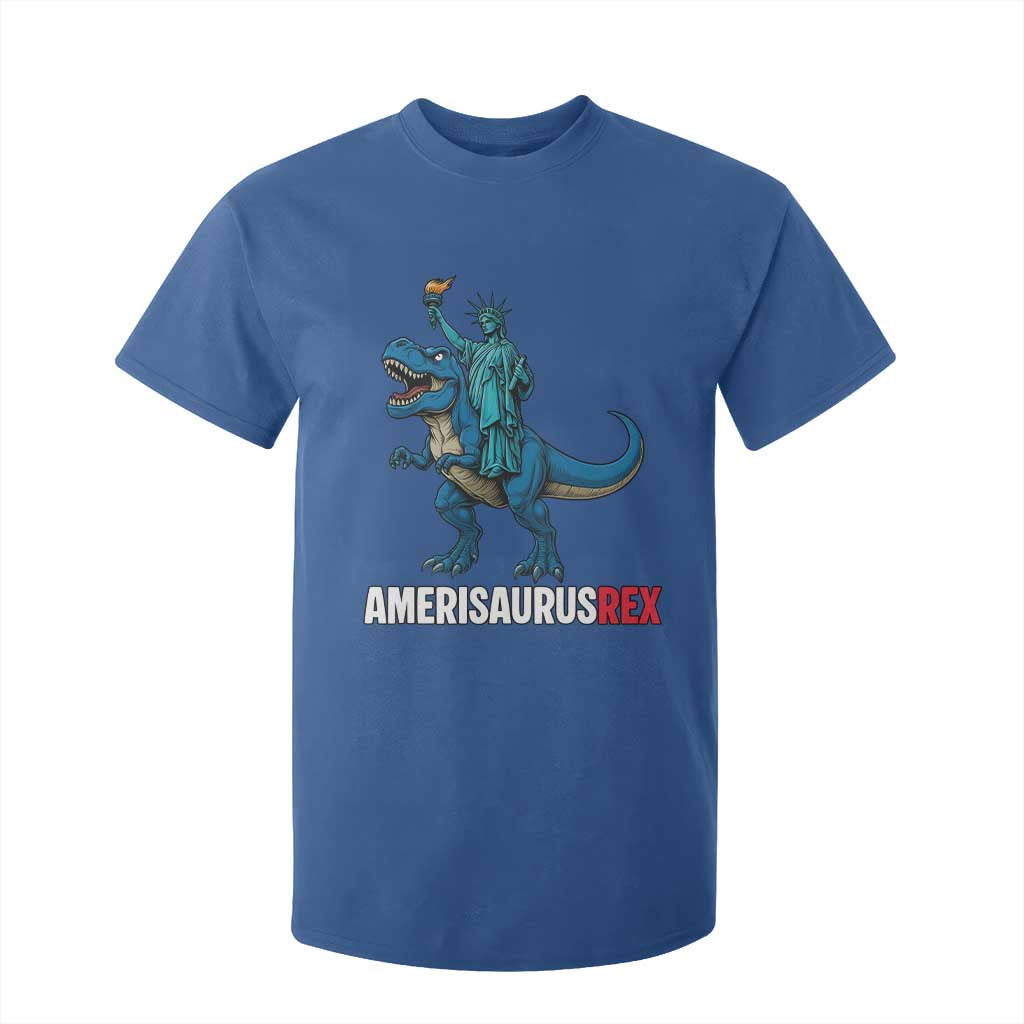 Patriotic Dinosaur T Shirt For Kid Funny Amerisaurus Rex Statue Of Liberty Dino TS12 Royal Blue Print Your Wear