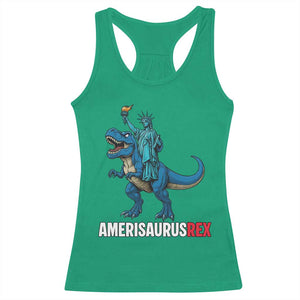 Patriotic Dinosaur Racerback Tank Top Funny Amerisaurus Rex Statue Of Liberty Dino TS12 Irish Green Print Your Wear