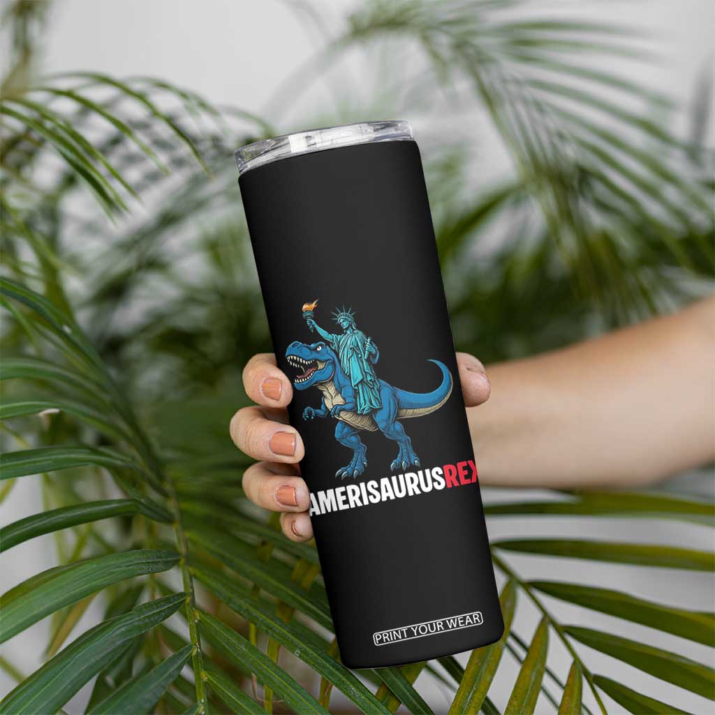 Patriotic Dinosaur Skinny Tumbler Funny Amerisaurus Rex Statue Of Liberty Dino TS12 Print Your Wear