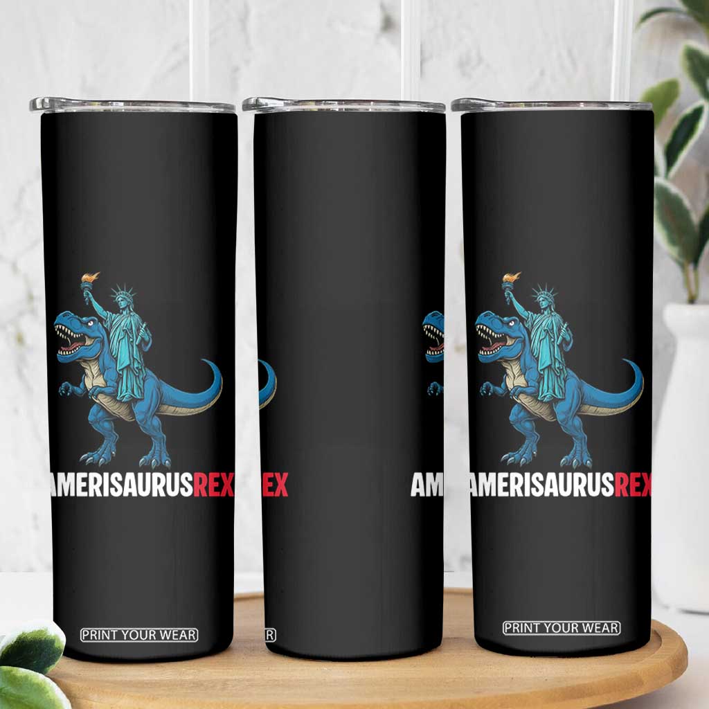 Patriotic Dinosaur Skinny Tumbler Funny Amerisaurus Rex Statue Of Liberty Dino TS12 Print Your Wear