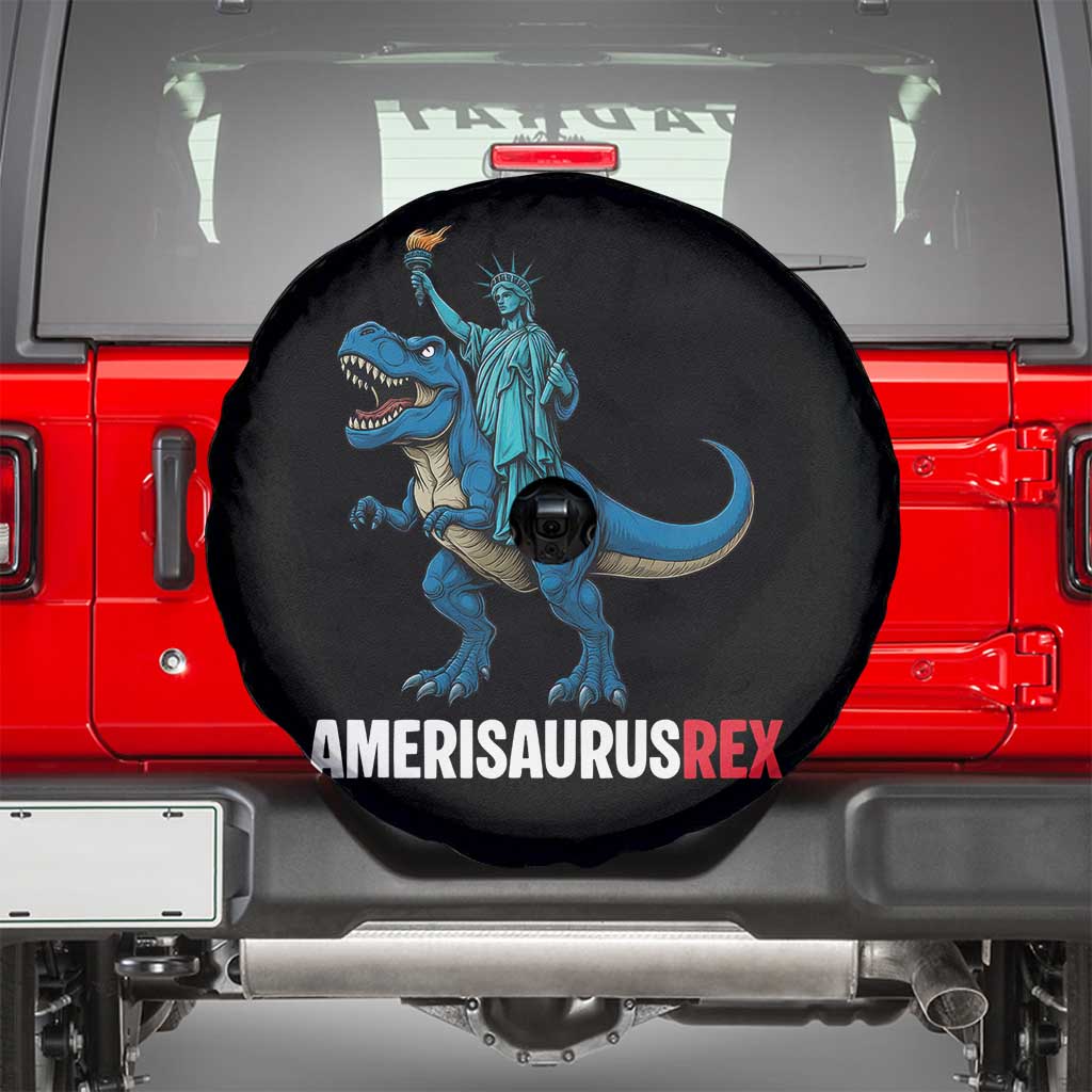 Patriotic Dinosaur Spare Tire Cover Funny Amerisaurus Rex Statue Of Liberty Dino TS12 Black Print Your Wear
