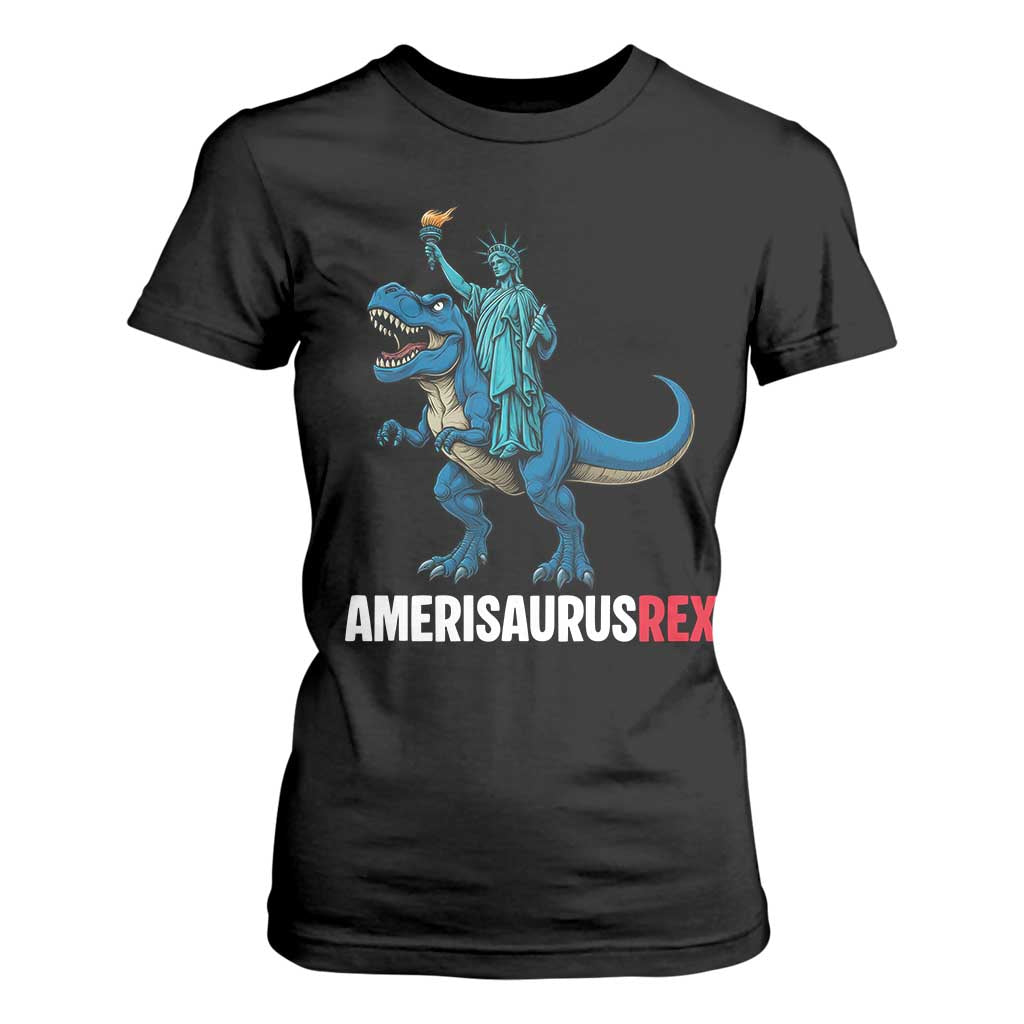 Patriotic Dinosaur T Shirt For Women Funny Amerisaurus Rex Statue Of Liberty Dino TS12 Black Print Your Wear