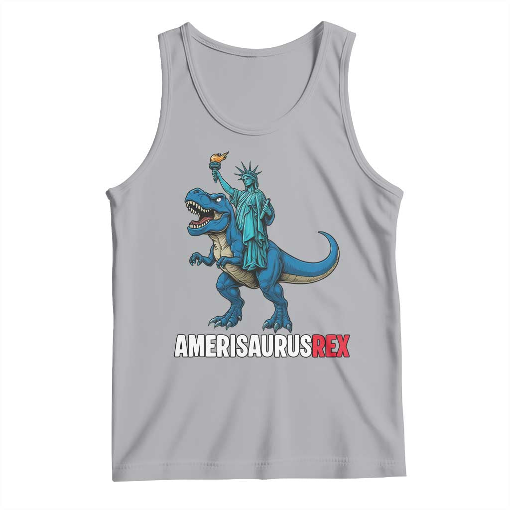 Patriotic Dinosaur Tank Top Funny Amerisaurus Rex Statue Of Liberty Dino TS12 Athletic Heather Print Your Wear