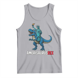 Patriotic Dinosaur Tank Top Funny Amerisaurus Rex Statue Of Liberty Dino TS12 Athletic Heather Print Your Wear