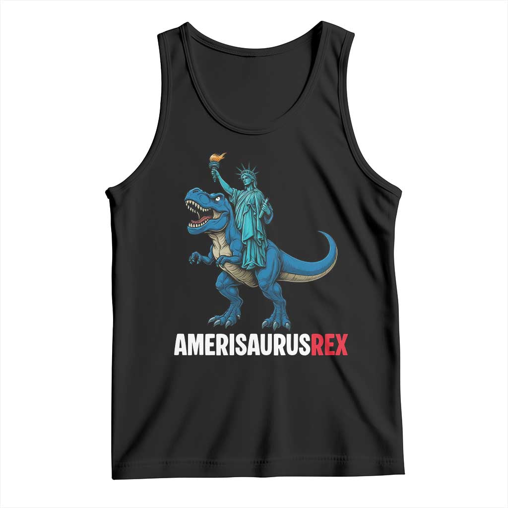 Patriotic Dinosaur Tank Top Funny Amerisaurus Rex Statue Of Liberty Dino TS12 Black Print Your Wear