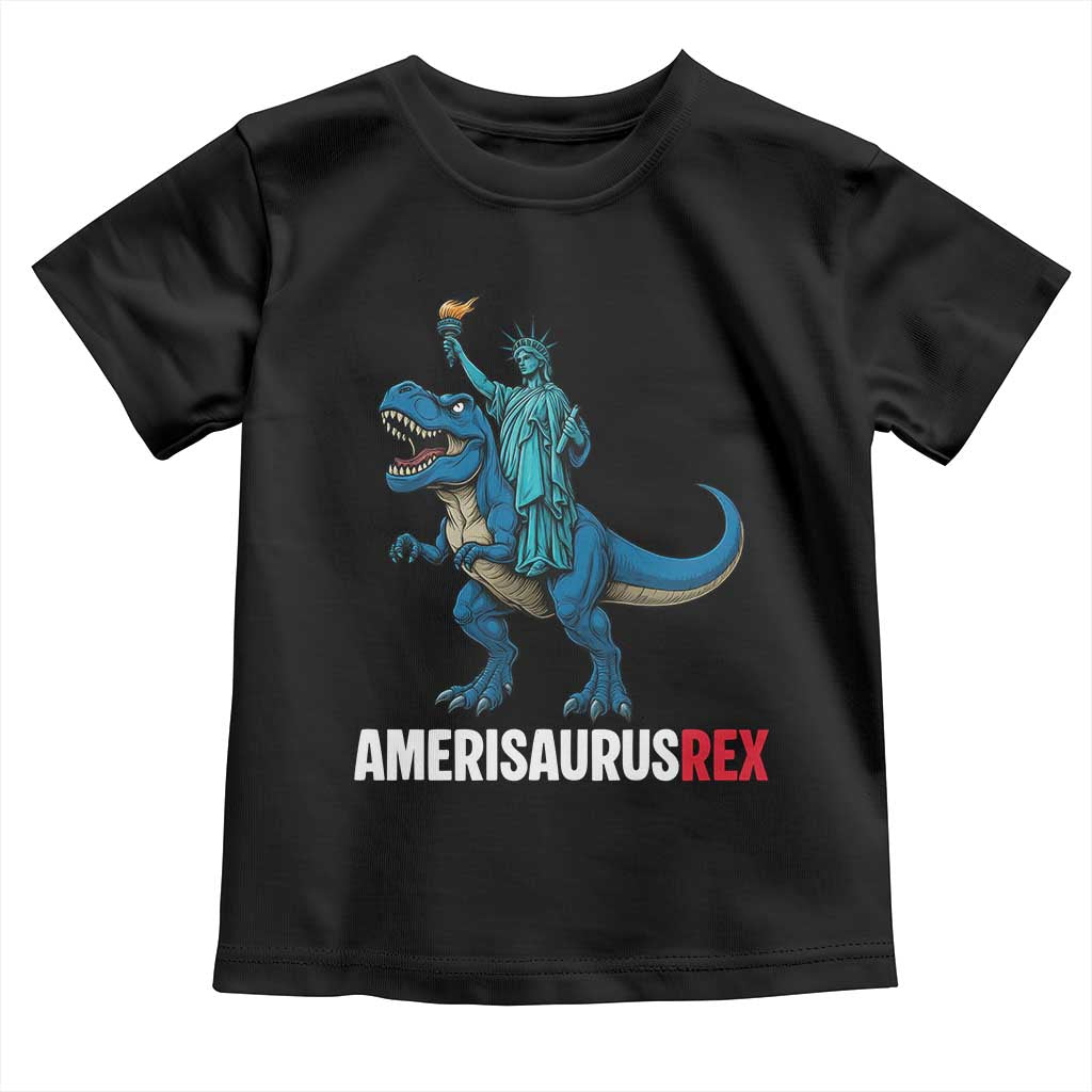 Patriotic Dinosaur Toddler T Shirt Funny Amerisaurus Rex Statue Of Liberty Dino TS12 Black Print Your Wear