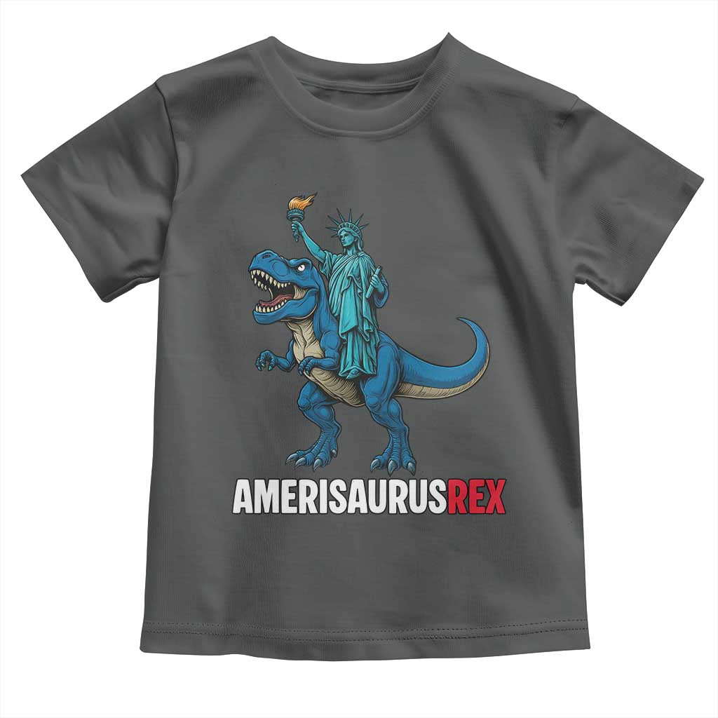 Patriotic Dinosaur Toddler T Shirt Funny Amerisaurus Rex Statue Of Liberty Dino TS12 Dark Heather Print Your Wear
