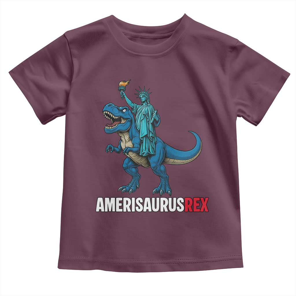 Patriotic Dinosaur Toddler T Shirt Funny Amerisaurus Rex Statue Of Liberty Dino TS12 Maroon Print Your Wear