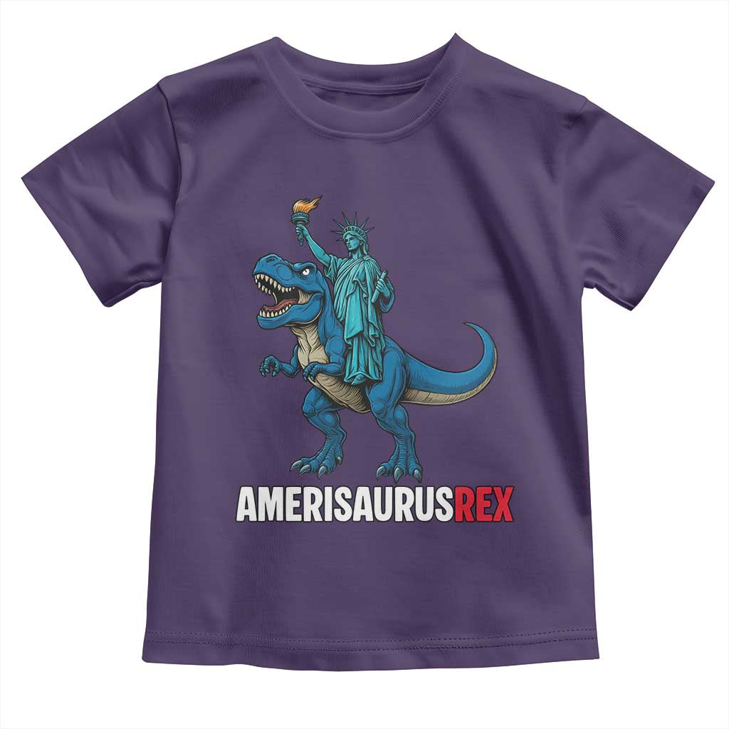 Patriotic Dinosaur Toddler T Shirt Funny Amerisaurus Rex Statue Of Liberty Dino TS12 Purple Print Your Wear