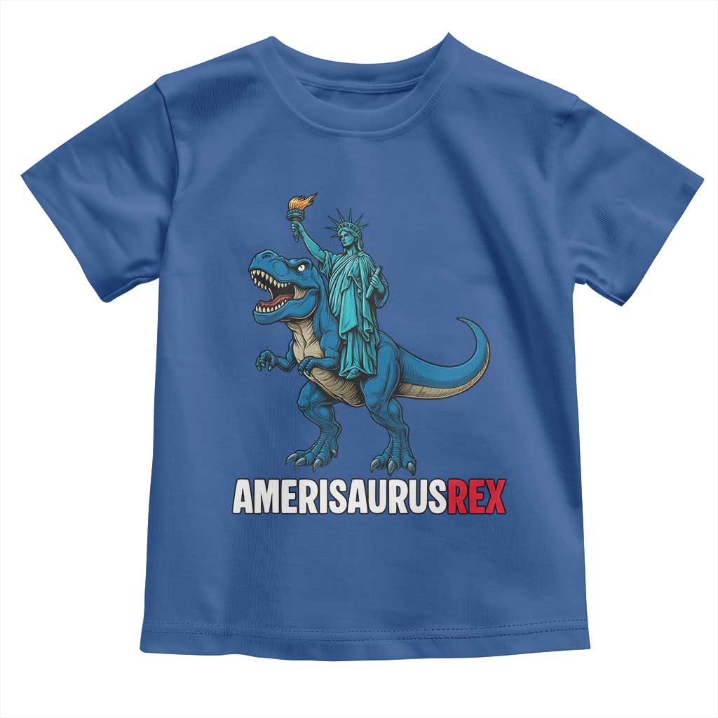 Patriotic Dinosaur Toddler T Shirt Funny Amerisaurus Rex Statue Of Liberty Dino TS12 Royal Blue Print Your Wear