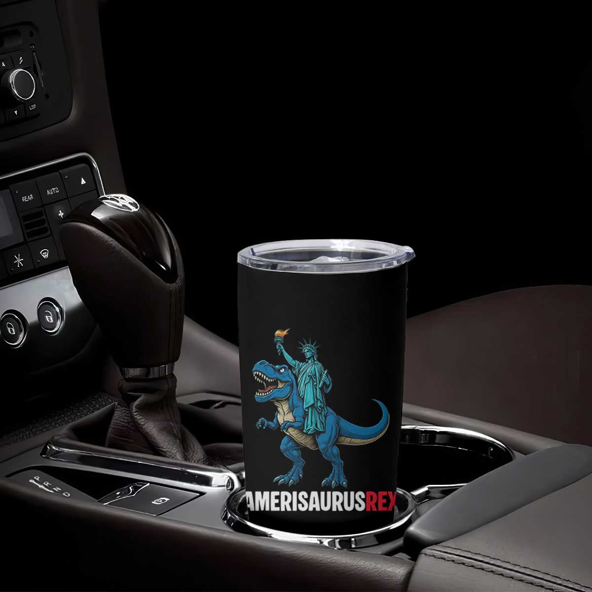 Patriotic Dinosaur Tumbler Cup Funny Amerisaurus Rex Statue Of Liberty Dino TS12 Print Your Wear