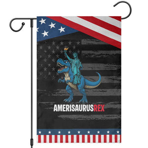 Patriotic Dinosaur Garden Flag Funny Amerisaurus Rex Statue Of Liberty Dino TS12 Distressed Black Blue Print Your Wear