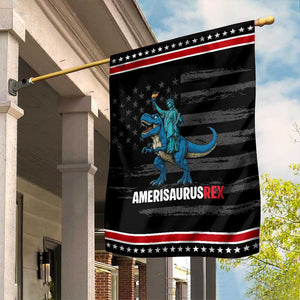 Patriotic Dinosaur Garden Flag Funny Amerisaurus Rex Statue Of Liberty Dino TS12 Distressed Black Red Print Your Wear