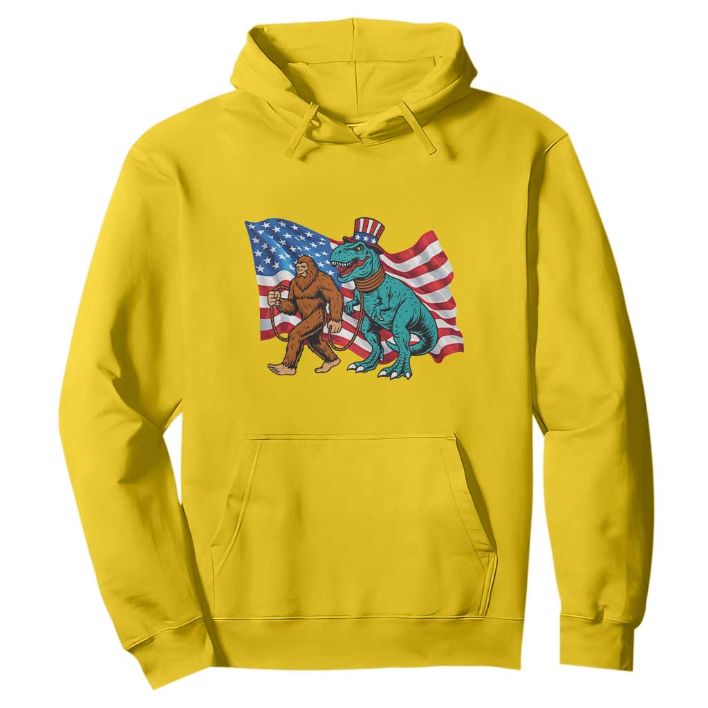 Funny Patriotic Hoodie Bigfoot Walking Dinosaur With USA Flag TS12 Daisy Print Your Wear