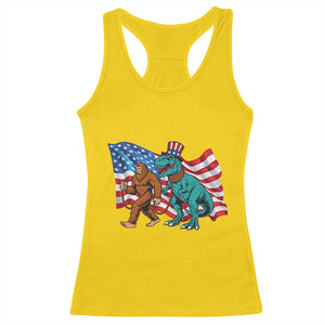 Funny Patriotic Racerback Tank Top Bigfoot Walking Dinosaur With USA Flag TS12 Daisy Print Your Wear