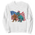 Funny Patriotic Sweatshirt Bigfoot Walking Dinosaur With USA Flag TS12 White Print Your Wear