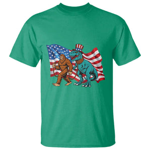 Funny Patriotic T Shirt Bigfoot Walking Dinosaur With USA Flag TS12 Irish Green Print Your Wear