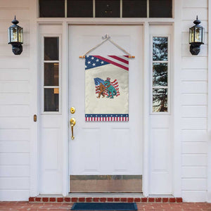 Funny Patriotic Garden Flag Bigfoot Walking Dinosaur With USA Flag TS12 Print Your Wear