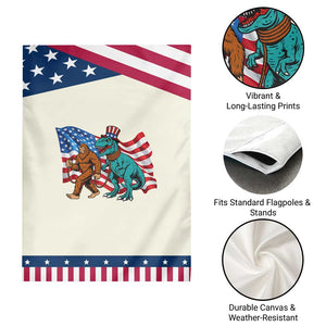 Funny Patriotic Garden Flag Bigfoot Walking Dinosaur With USA Flag TS12 Print Your Wear