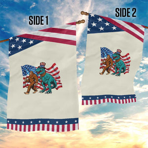 Funny Patriotic Garden Flag Bigfoot Walking Dinosaur With USA Flag TS12 Print Your Wear