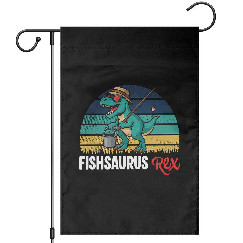 Funny Dinosaur Garden Flag Fishsaurus Rex Fishing Lover TS12 Black Print Your Wear