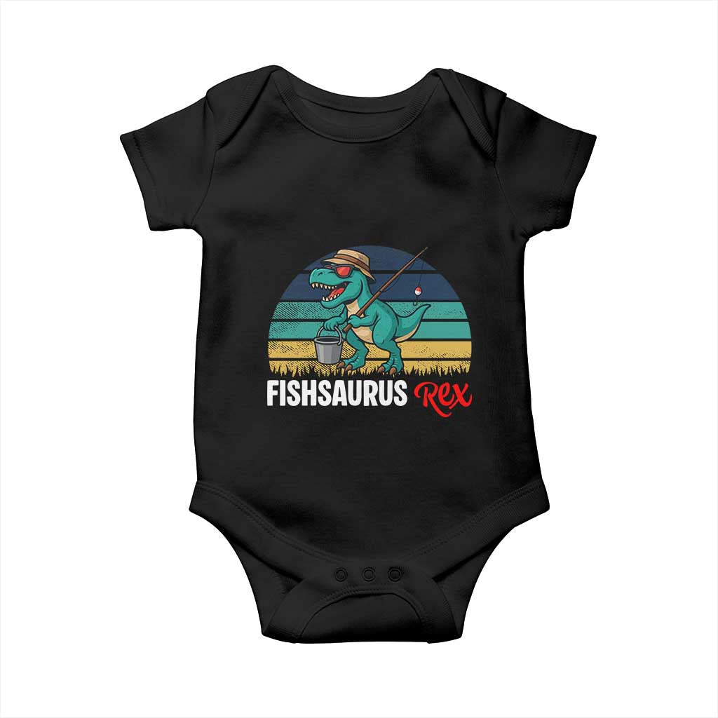Funny Dinosaur Baby Onesie Fishsaurus Rex Fishing Lover TS12 Black Print Your Wear
