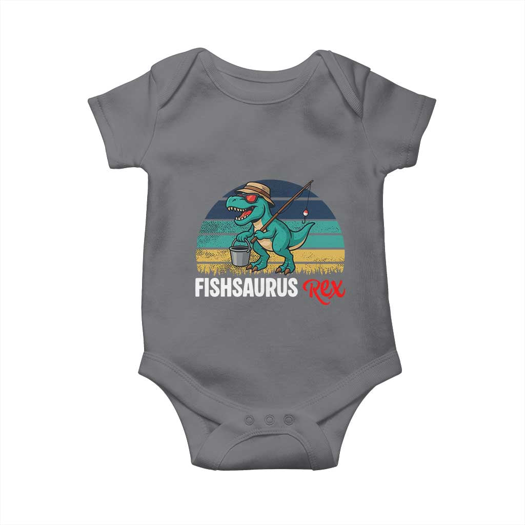 Funny Dinosaur Baby Onesie Fishsaurus Rex Fishing Lover TS12 Charcoal Print Your Wear