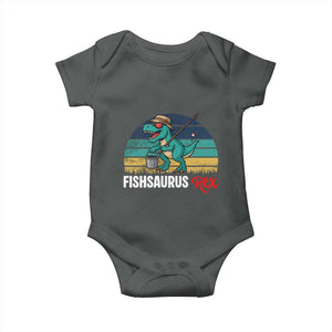 Funny Dinosaur Baby Onesie Fishsaurus Rex Fishing Lover TS12 Dark Heather Print Your Wear