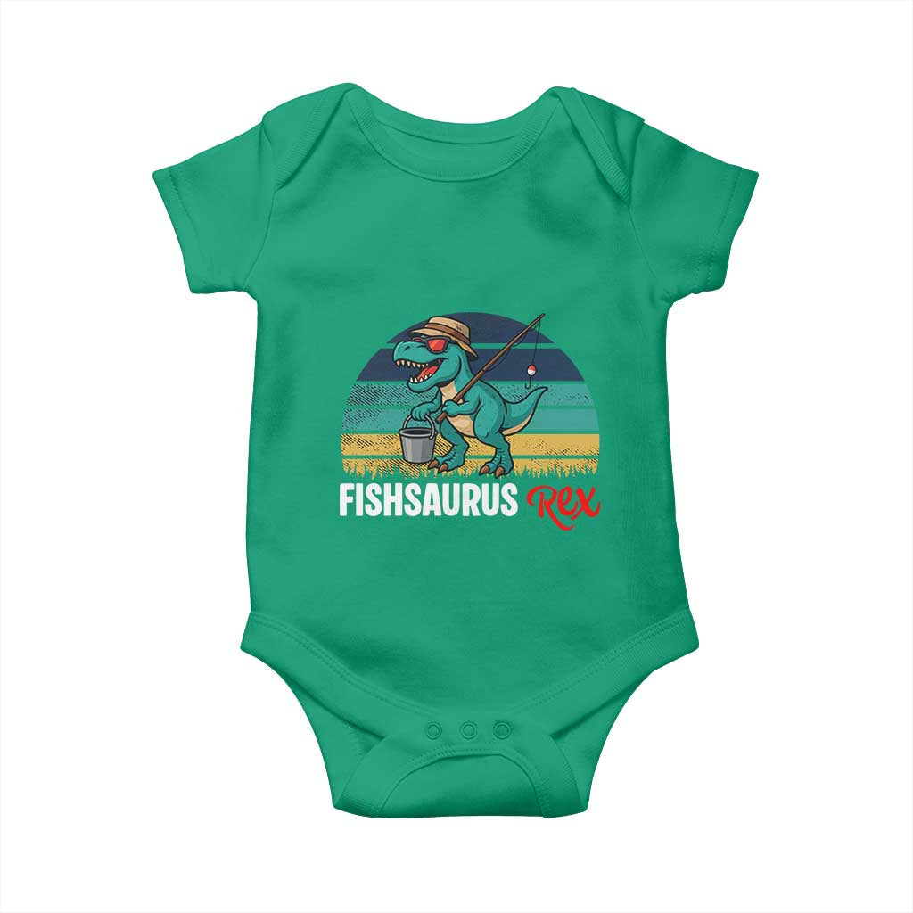 Funny Dinosaur Baby Onesie Fishsaurus Rex Fishing Lover TS12 Irish Green Print Your Wear