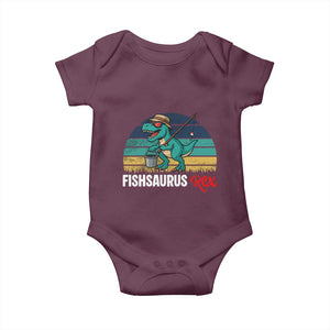 Funny Dinosaur Baby Onesie Fishsaurus Rex Fishing Lover TS12 Maroon Print Your Wear
