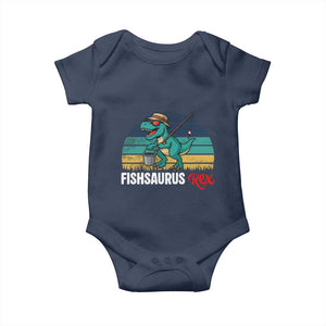 Funny Dinosaur Baby Onesie Fishsaurus Rex Fishing Lover TS12 Navy Print Your Wear