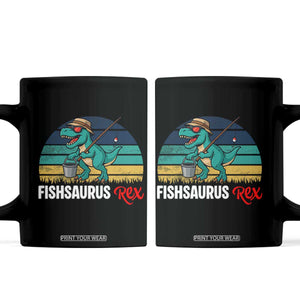 Funny Dinosaur Coffee Mug Fishsaurus Rex Fishing Lover TS12 Black Print Your Wear