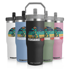 Funny Dinosaur Flip Straw Tumbler Fishsaurus Rex Fishing Lover TS12 Print Your Wear