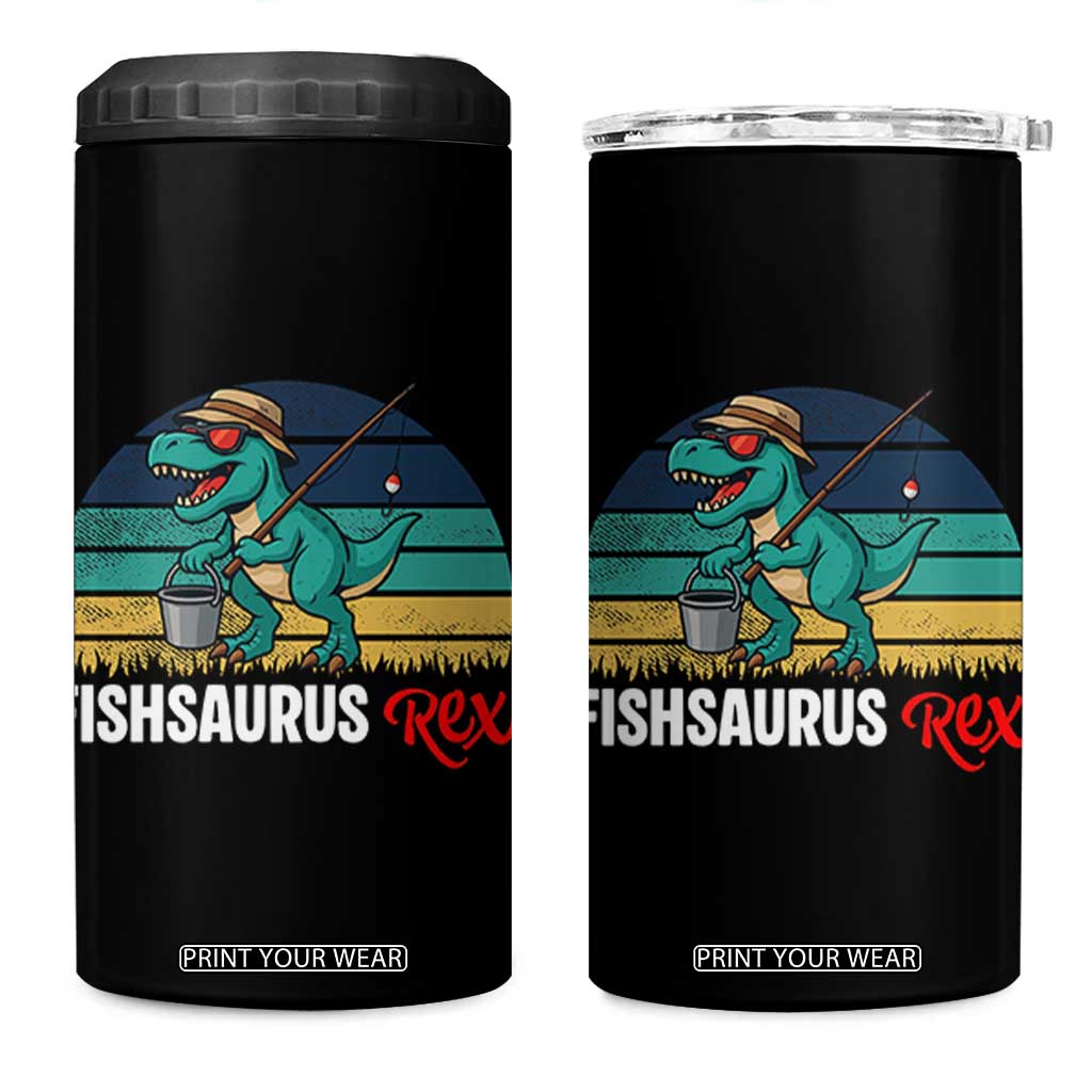 Funny Dinosaur 4 in 1 Can Cooler Tumbler Fishsaurus Rex Fishing Lover TS12 One Size: 16 oz Black Print Your Wear