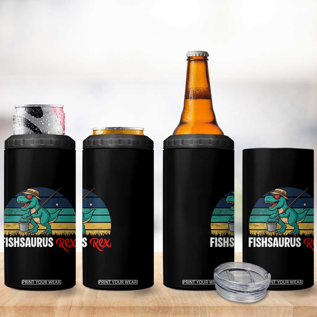 Funny Dinosaur 4 in 1 Can Cooler Tumbler Fishsaurus Rex Fishing Lover TS12 Print Your Wear