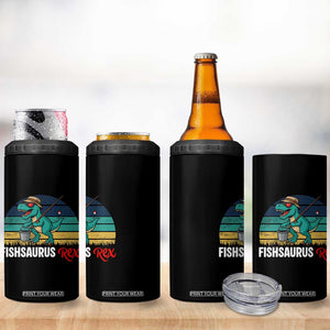 Funny Dinosaur 4 in 1 Can Cooler Tumbler Fishsaurus Rex Fishing Lover TS12 Print Your Wear