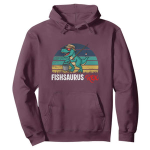 Funny Dinosaur Hoodie Fishsaurus Rex Fishing Lover TS12 Maroon Print Your Wear