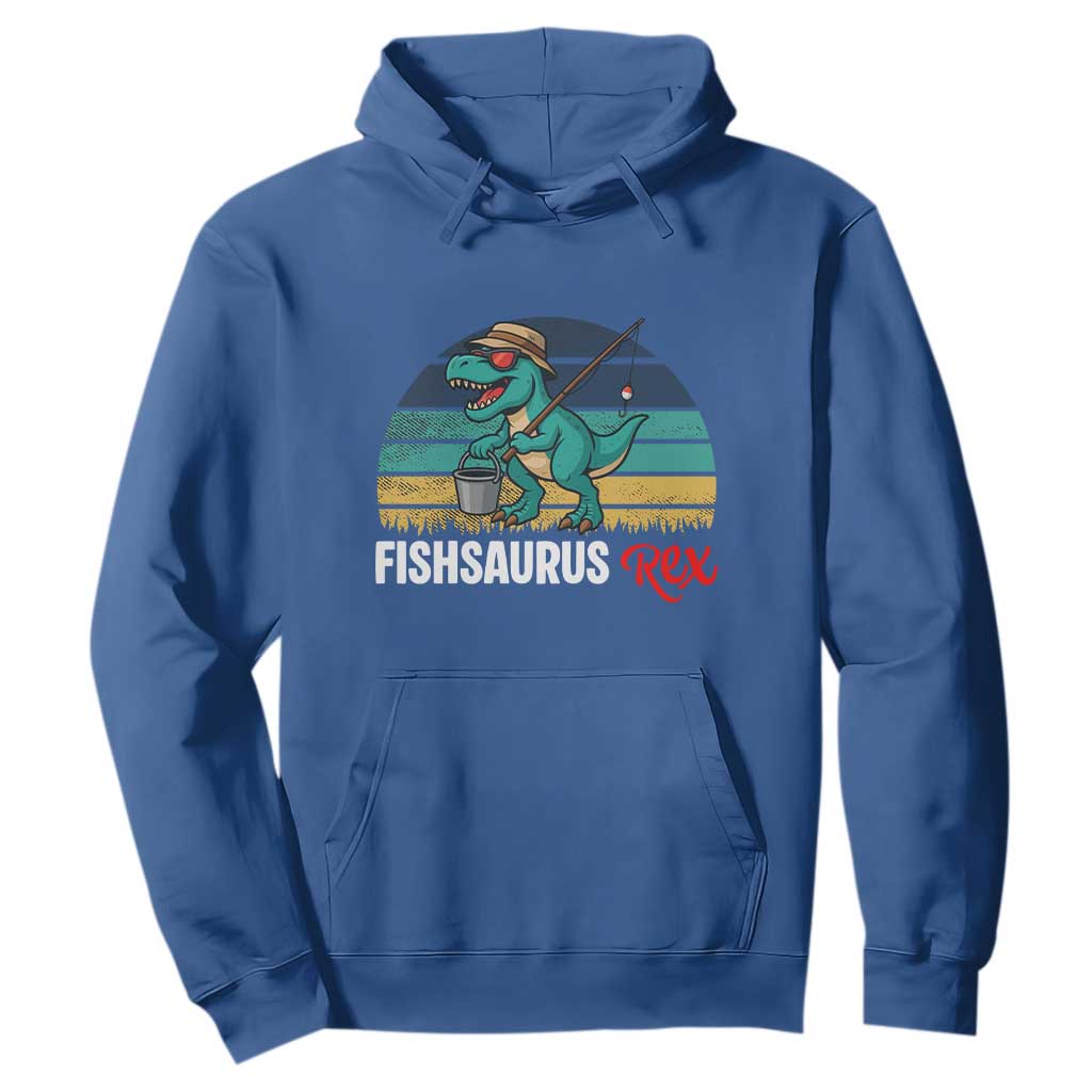 Funny Dinosaur Hoodie Fishsaurus Rex Fishing Lover TS12 Royal Blue Print Your Wear
