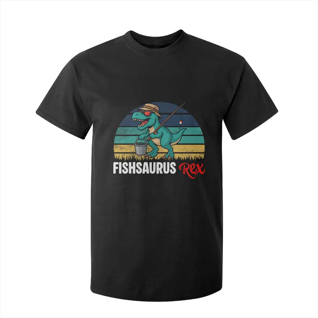 Funny Dinosaur T Shirt For Kid Fishsaurus Rex Fishing Lover TS12 Black Print Your Wear